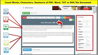 How to Count Words Characters of Your PDF Word Txt or DOC Files Online [upl. by Enelyaj]