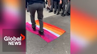 Pride flag controversy Student walkout turns hostile at Catholic high school in Ontario [upl. by Tebazile]