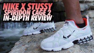 STUSSY x NIKE SPIRIDON CAGE 2 WHITERED REVIEW [upl. by Amitak]