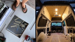 Decke mit Holz verkleiden und Carbest Dachluke einbauen im VW T5 Hochdach DIY Campervan 🔥 [upl. by Nedi]