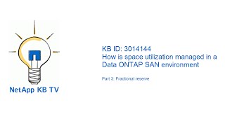 Space utilization in a SAN environment  Fractional reserve [upl. by Barret]