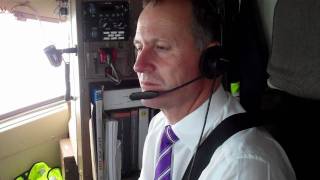 PM John Key in cockpit of RNZAF Boeing 757 landing in Vietnam [upl. by Laekim637]