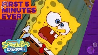 SpongeBobs Official Debut 🦀 The Very FIRST 5 Minutes of SpongeBob [upl. by Calandria336]