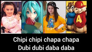 Chipi chipi chapa chapa Christell Minions Millena Otilia Alvin Ariana Nicole Fernanda Miku [upl. by Netsryk]