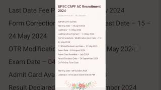 upsc capf ac recruitment 2024‎upscwithAman2025 upsc capf ac age limitupsc capf recruitment [upl. by Saxon]