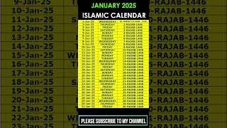 January 2025 Islamic Calendar  Islamic Calendar 2025  shorts [upl. by Ilrebma]