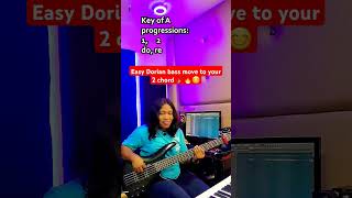 Easy Dorian bass move to your 2 chord 🎸🔥😊 shorts groove bass basslessons basslady [upl. by Ellenwad]