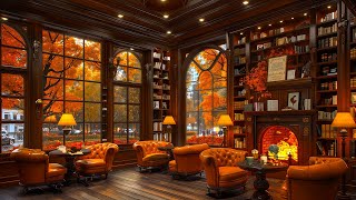 Crackling Fireplace with Jazz Relaxing Music at Cozy Coffee Shop Ambience  Smooth Jazz Instrumental [upl. by Hogg]