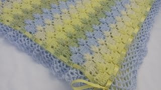 Cobija o mantita con puntada de hojitas en punto puff a crochet [upl. by Meakem192]