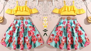 Beautiful Ruffle Suspender Baby Top With Layered Skirt Cutting and Stitching  DIY Easy Baby Dress [upl. by Aicen]