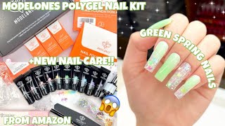 TRYING MODELONES PASTEL POLYGEL NAIL STARTER KIT FROM AMAZON NEW NAIL CARE PRODUCTS  EASY NAILS [upl. by Ettezzus]