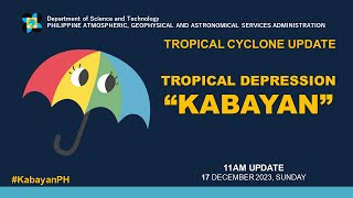 Press Briefing Tropical Depression quotKabayanPHquot  11AM Update December 17 2023  Sunday [upl. by Zack]