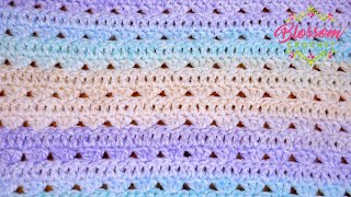 The Most Beautifully Simple Crochet Blanket Ive Made  The Mixed Granny Stripe Tutorial [upl. by Jermyn739]