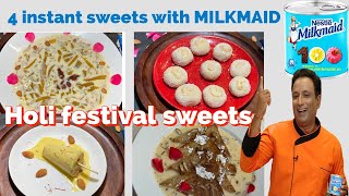 4 Instant recipes with MILKMAID Qubani Ka Kheer Shahi tukda Kulficoconut Laddoo Nestlé MILKMAID [upl. by Aicirtac41]