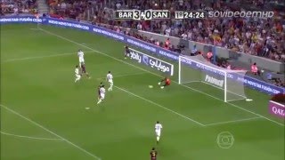 Barcelona 8 x 0 Santos Santos leva chocolate do Barça Troféu Joan Gamper 02 08 2013 Globo HD [upl. by Naghem120]