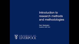 Introduction to research methods and methodologies [upl. by Odessa]