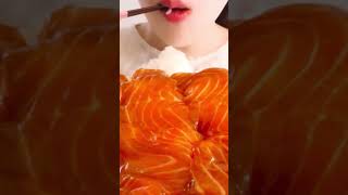 salmon mukbanh fypシ゚viral eatingsounds salmon asmr [upl. by Adnowal]