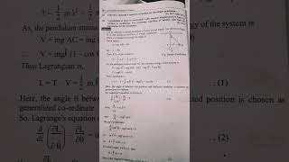 Lagrange equation of motion for simple pendulum Notes bsc [upl. by Feerahs]