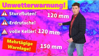 ⚠️ Akute Unwetterwarnung ⚠️ Gewaltige Sturzfluten am Freitag bis 100 Liter Unwetter bis Ende Mai [upl. by Bloom]