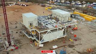 Construction of Offshore Wind Farm Substations River Tyne renewableenergy newcastle industrial [upl. by Brawley354]