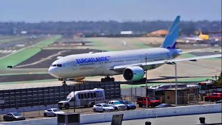 SUPER DUPER EXTREMELY RARE Euroatlantic airways 777200 takeoff  KSANHAM [upl. by Tybald72]