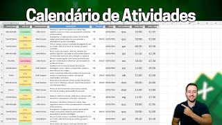 Como Fazer Calendário de Atividades no Excel  Agenda de Serviços Valor Data Status [upl. by Peters]