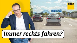 Autobahn Rechtsfahrgebot und rechts überholen  ADAC  Recht Logisch [upl. by Airyk965]