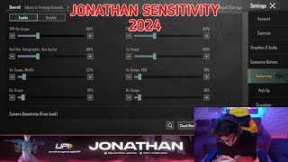 OMG 😱 FINNALLY JONATHAN REVEL HIS SENSITIVITY 2024 🔥 JONATHAN GAMING SENSITIVITY BGMI CODE [upl. by Elvera575]