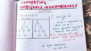 Lecture 11 Ambiguous to unambiguous Grammar in Compiler Design [upl. by Shaikh]