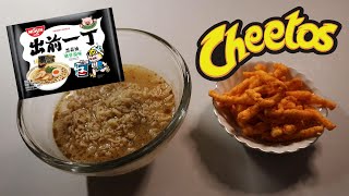 NISSIN DEMAE RAMEN BLACK GARLIC OIL TONKOTSU amp CHEETOS CHEDDAR JALAPENO ASMR MUKBANG [upl. by Gerg]