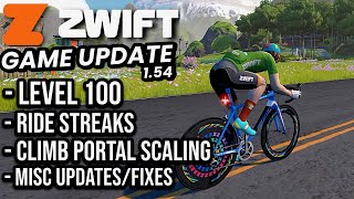 ZWIFT Update New LEVEL 100  Ride Streaks  Climb Portal Scaling Game 154 [upl. by Donny171]