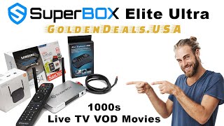 Golden Deals USA Superbox Elite Ultra Mega live TV VOD Box Bundle [upl. by Aehta]