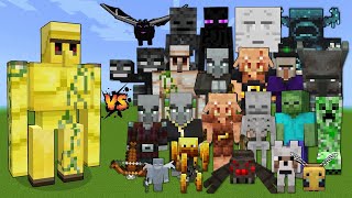 Gold Golem vs Every mob in Minecraft  Minecraft mob battle  Gold Golem vs All Mobs [upl. by Airtemed]