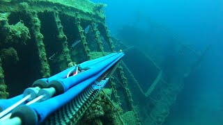 Spearfishing in Lesvos Greece amp Quick view of the Shipwreck at Cape Korakas [upl. by Gunn996]