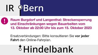 BLS Ansagen • IR35 • Hindelbank – Bern Bauarbeiten [upl. by Abby772]