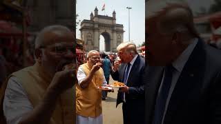 Modi amp Trump Enjoying Bajjis at Gateway Of India modi trump friendship mirchibajji funnyvideo [upl. by Adriano81]