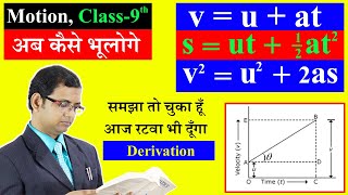 Derivation of all 3 equations of motion  MOTION Class 9  Graphically [upl. by Blayze755]