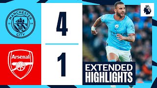 EXTENDED HIGHLIGHTS  Man City 41 Arsenal  De Bruyne Stones amp Haaland Goals [upl. by Jana]