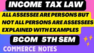 All Assessee Persons but Not All Persons Are Assessees  Explained with Examples  BCOM  INCOME TAX [upl. by Cleasta]