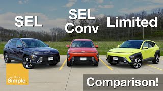 2024 Hyundai Kona SEL vs SEL Convenience vs Limited  Side by Side Trim Comparison [upl. by Seltzer636]