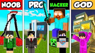 Best of Minecraft NOOB vs PRO vs HACKER vs GOD  LUXURY FAMILY HOUSE BUILD CHALLENGE [upl. by Saied]