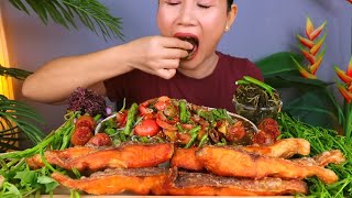 ASMR Food Mukbang Korean Spicy Noodles Eating Grilled Fish Beef Meatballs No Talking [upl. by Dewhirst]