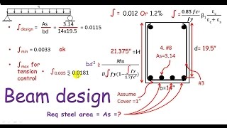 RCD Beam design  design of single reinforced concrete beam section [upl. by Jankell]