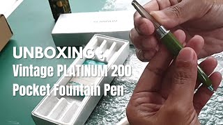 UNBOXING Vintage PLATINUM 200 Pocket Fountain Pen  Squeeze Converter  DIAMINE Ink Writers Blood [upl. by Auhoj44]