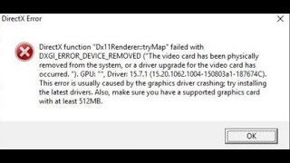 DirectX DXGI error device removed [upl. by Atolrac]
