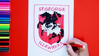 How to draw St George Illawarra Dragons Logo National Rugby League [upl. by Salokkin]