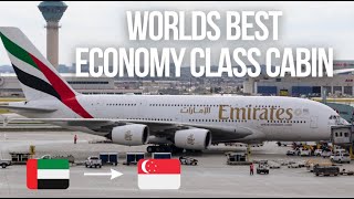 WORLDS BEST ECONOMY CLASS CABIN  EMIRATES A380 Dubai  Singapore ECONOMY CLASS [upl. by Odlauso44]