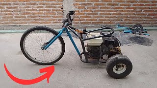 Triciclo motorizado 65hp hecho de un cuadro de bicicleta vieja [upl. by Mutz27]