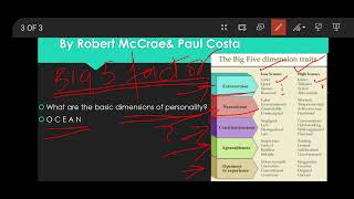 Trait theories if personality The five factor model of Costa and McCrae [upl. by Shelburne]