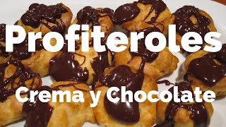 Profiteroles con crema y chocolate  Receta casera deliciosa y fácil de hacer [upl. by Anirrak]